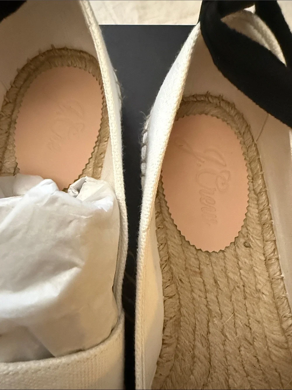J. Crew NWT White Canvas and Black Toe Espadrille Slingbacks size 8.5